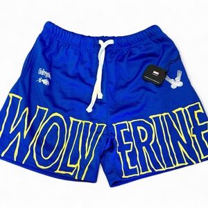 Wolverine Civil Regime Blue Athletic Shorts with Yellow Trim - Size Medium